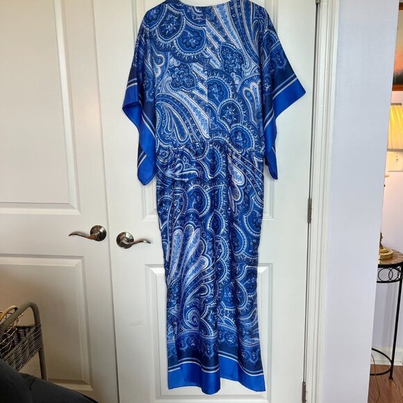Lauren Ralph Lauren Women's Paisley Caftan Blue & White  M - Picture 7 of 10